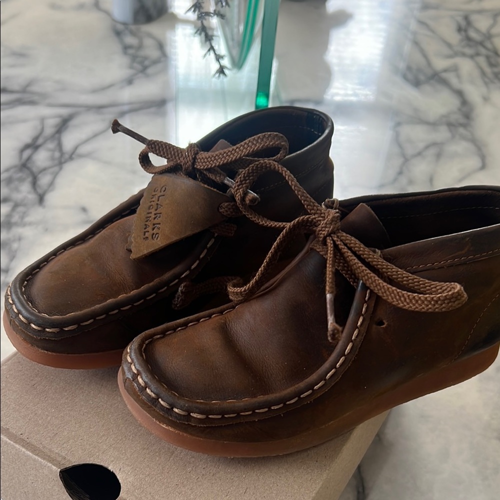 Clarks Kids Brown Leather Shoes